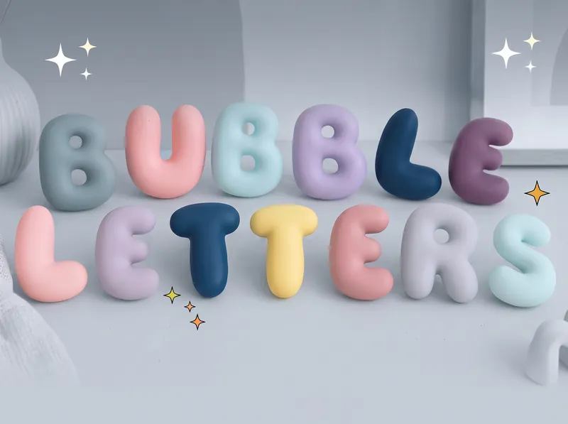 Bubble-Generator mit aufgeblasenen 3D-Buchstaben